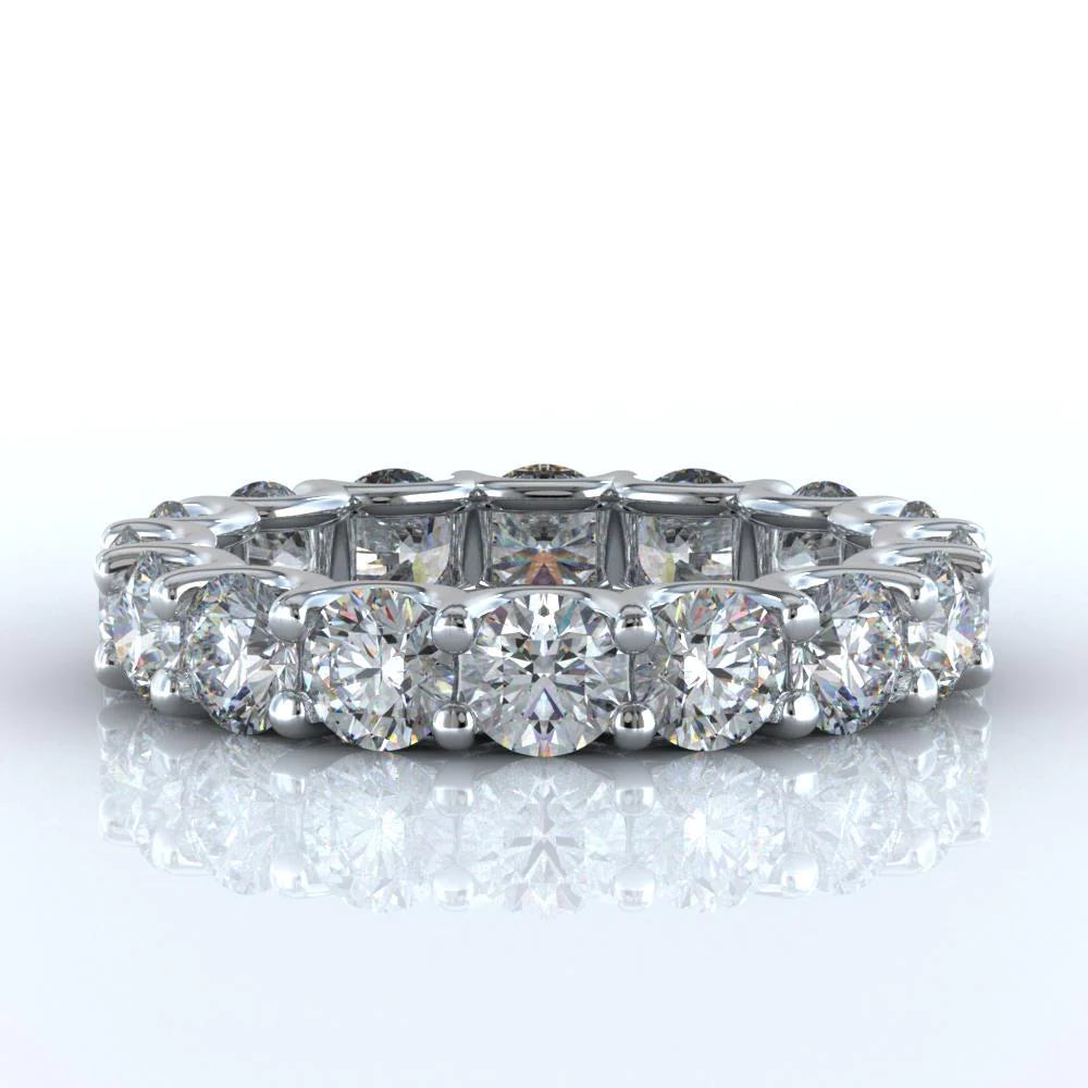 4.80 Carats Round Real Diamond Eternity Wedding Band Jewelry