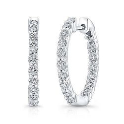 4.80 Carats Sparkling Brilliant Real Diamonds Hoop Earrings White Gold
