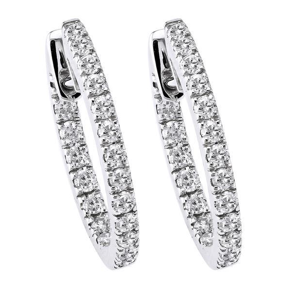 4.80 Ct F Vvs1 Round Cut Real Diamonds Lady Hoop Earrings 14K White Gold