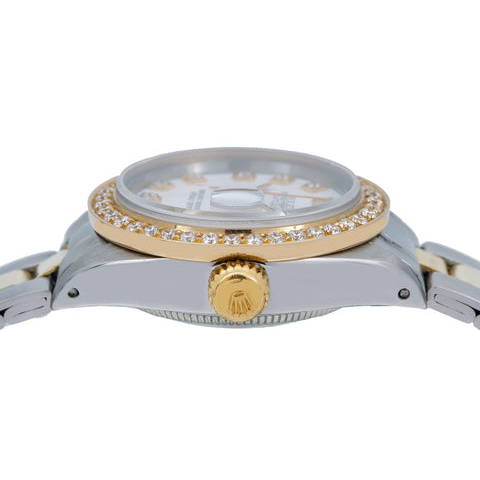 Datejust Rolex Ladies Watch Two Tone Oyster Bracelet Natural Earth Mined Diamond Dial