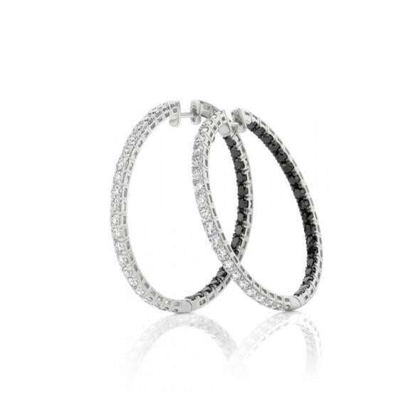 4.90 Carats Natural Brilliant Cut Diamonds Women Hoop Earrings Gold White 14K