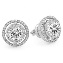 4.90 Carats Round Brilliant Cut Real Diamond Women Stud Halo Earrings
