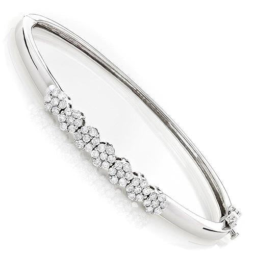4.90 Carats Round Cut Natural Earth Mined Diamonds Women Bangle Gold White 14K