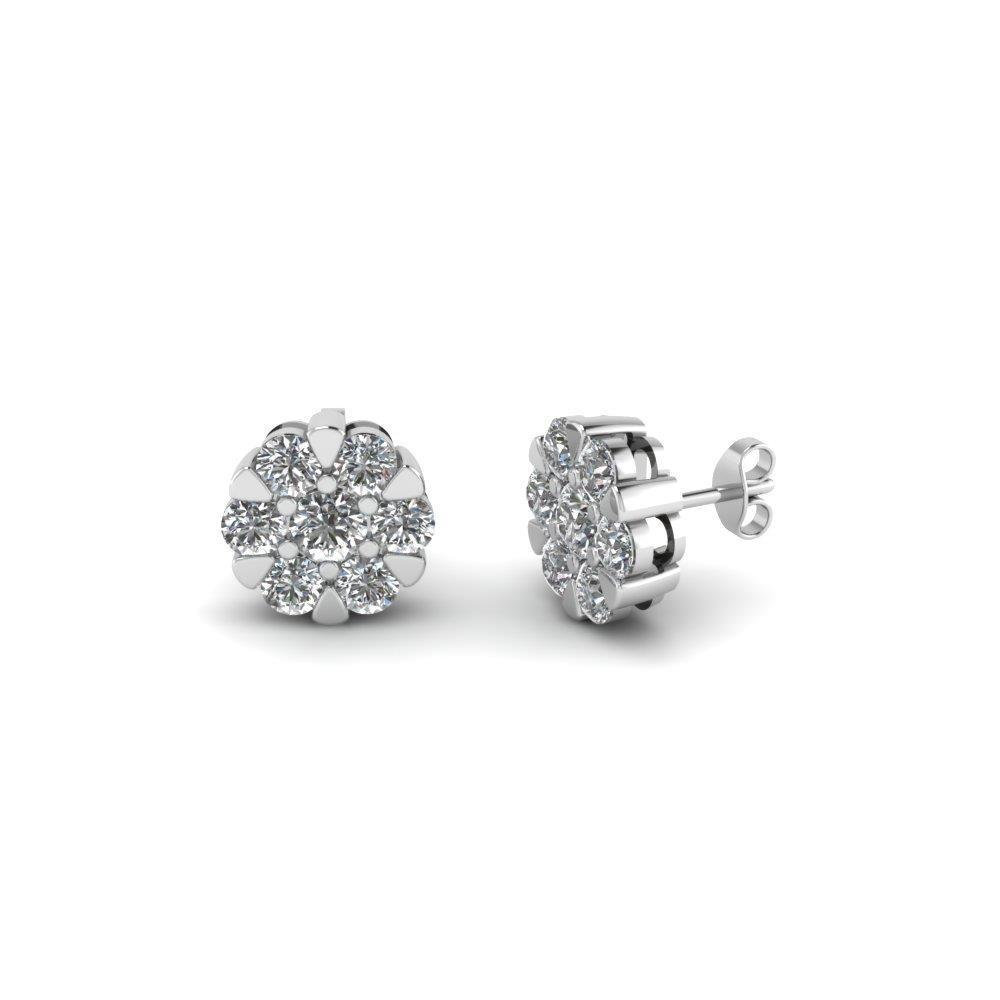 4.90 Carats Round Stud Real Diamond Earring Fine Jewelry 14K White Gold