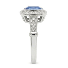 5.01 Carats Blue Sapphire Cushion Halo Natural Earth Mined DIAMOND ( NOT LAB GROWN ) Ring Jewellery