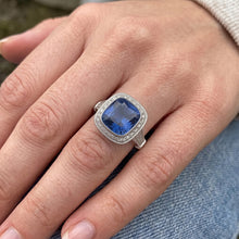 5.01 Carats Blue Sapphire Cushion Halo Natural Earth Mined DIAMOND ( NOT LAB GROWN ) Ring Jewellery