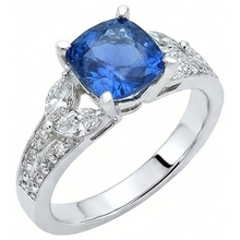 5.10 Ct Ceylon Blue Sapphire And Natural Earth Mined DIAMOND ( NOT LAB GROWN )s Ring White Gold 14K
