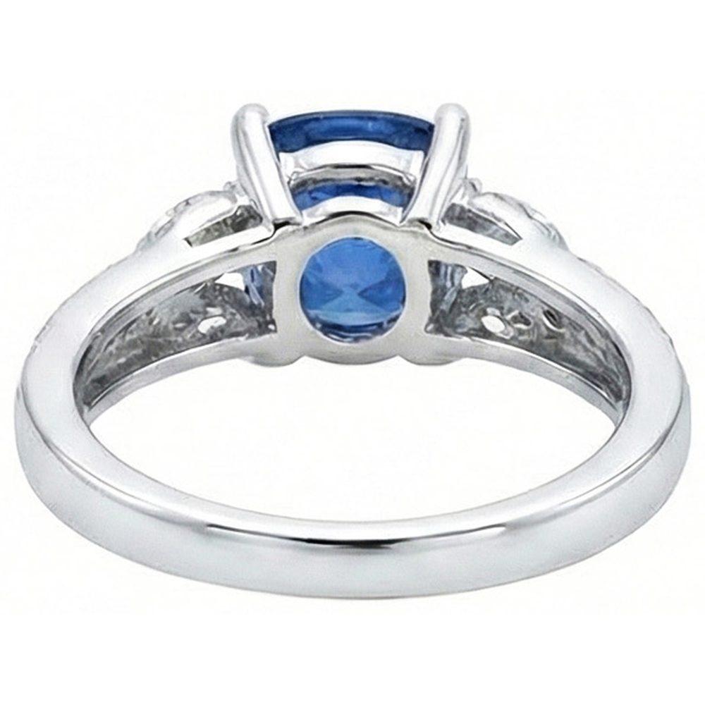 5.10 Ct Ceylon Blue Sapphire And Natural Earth Mined DIAMOND ( NOT LAB GROWN )s Ring White Gold 14K