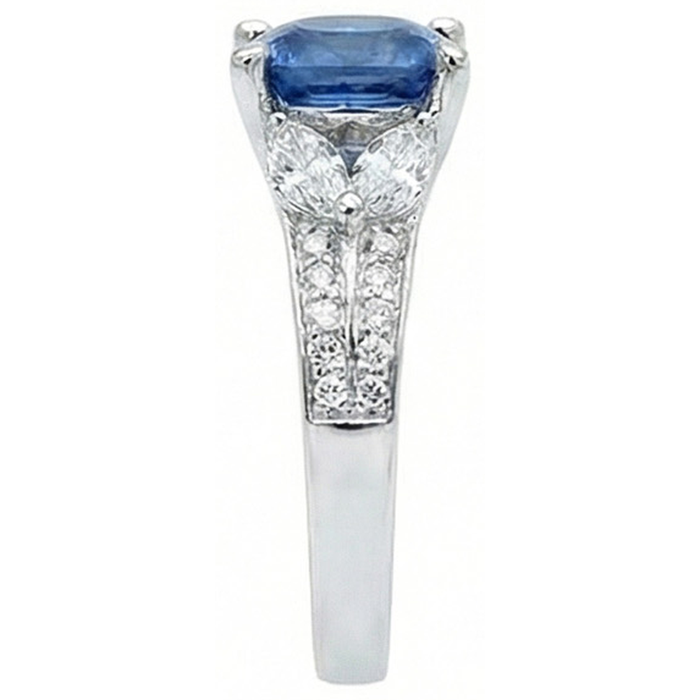 5.10 Ct Ceylon Blue Sapphire And Natural Earth Mined DIAMOND ( NOT LAB GROWN )s Ring White Gold 14K