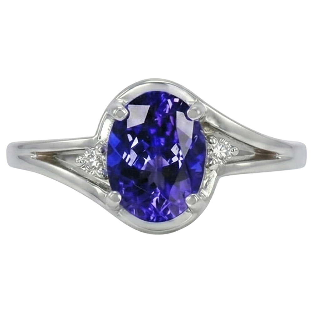 5.10 Ct Oval Cut Tanzanite Ring With Natural Earth Mined DIAMOND ( NOT LAB GROWN ) Jewellery White Gold 14K