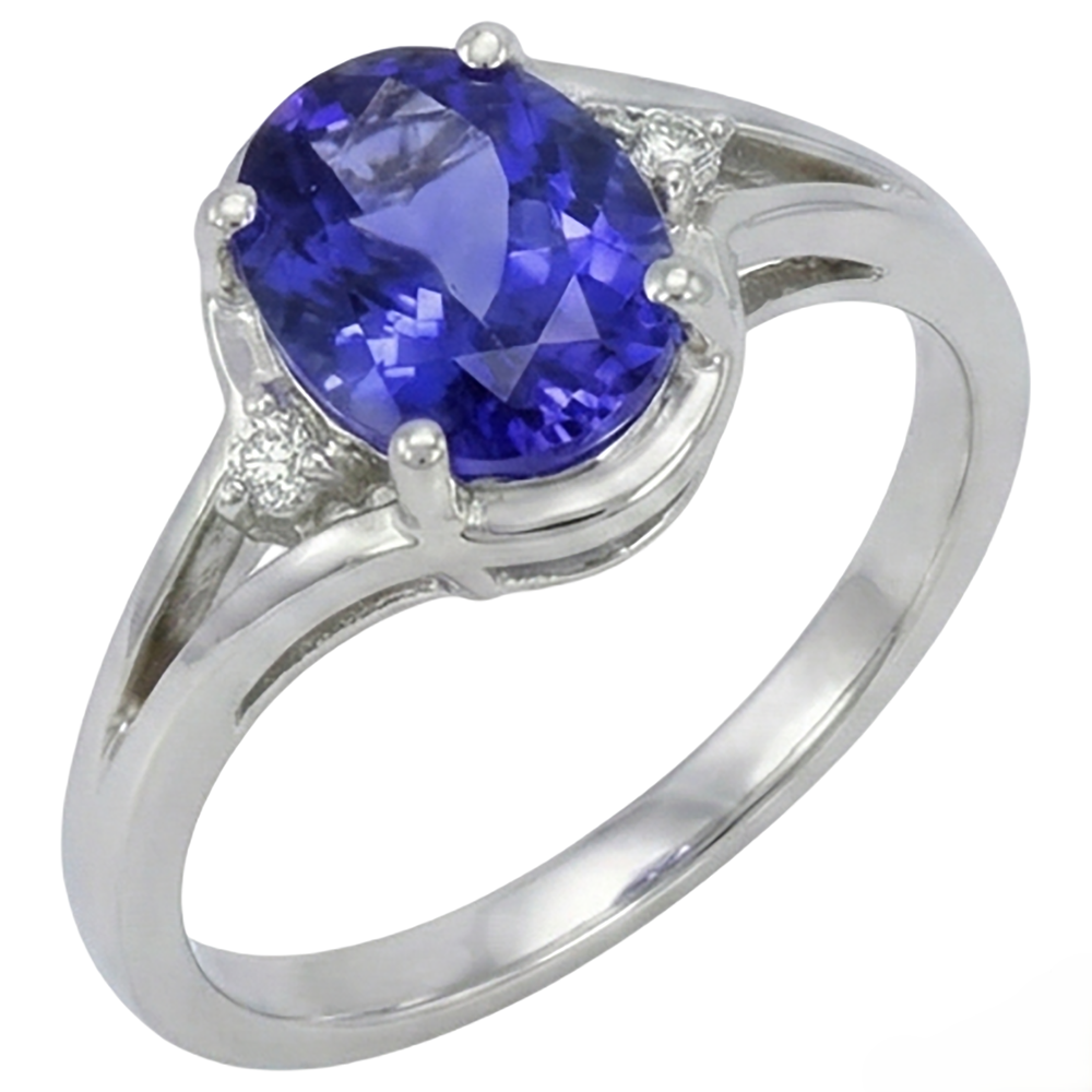 5.10 Ct Oval Cut Tanzanite Ring With Natural Earth Mined DIAMOND ( NOT LAB GROWN ) Jewellery White Gold 14K