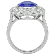 5.15 Ct Oval Bezel Set Tanzanite With Natural Earth Mined Diamonds Ring 14K White Gold