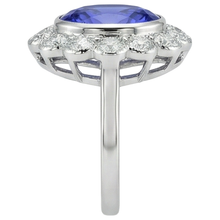5.15 Ct Oval Bezel Set Tanzanite With Natural Earth Mined Diamonds Ring 14K White Gold