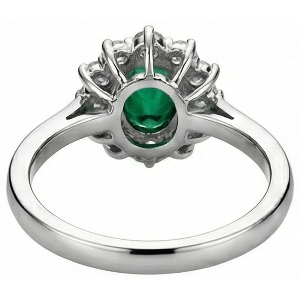 5.25 Carats Green Emerald And Natural Earth Mined Diamonds Engagement Ring White Gold 14K
