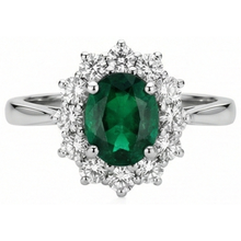 5.25 Carats Green Emerald And Natural Earth Mined Diamonds Engagement Ring White Gold 14K