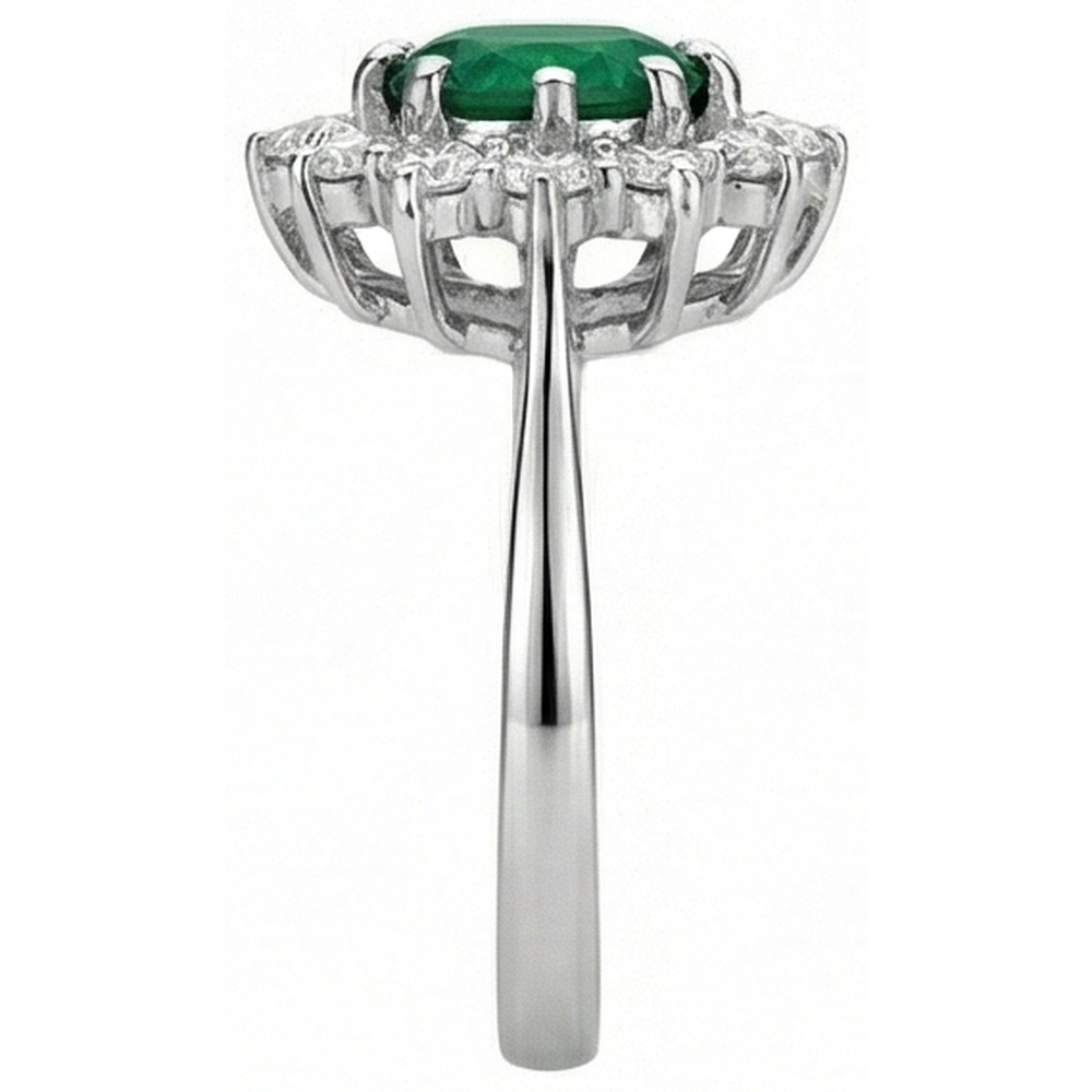 5.25 Carats Green Emerald And Natural Earth Mined Diamonds Engagement Ring White Gold 14K