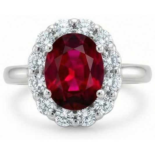 natural round ruby 5.25ct ring front view