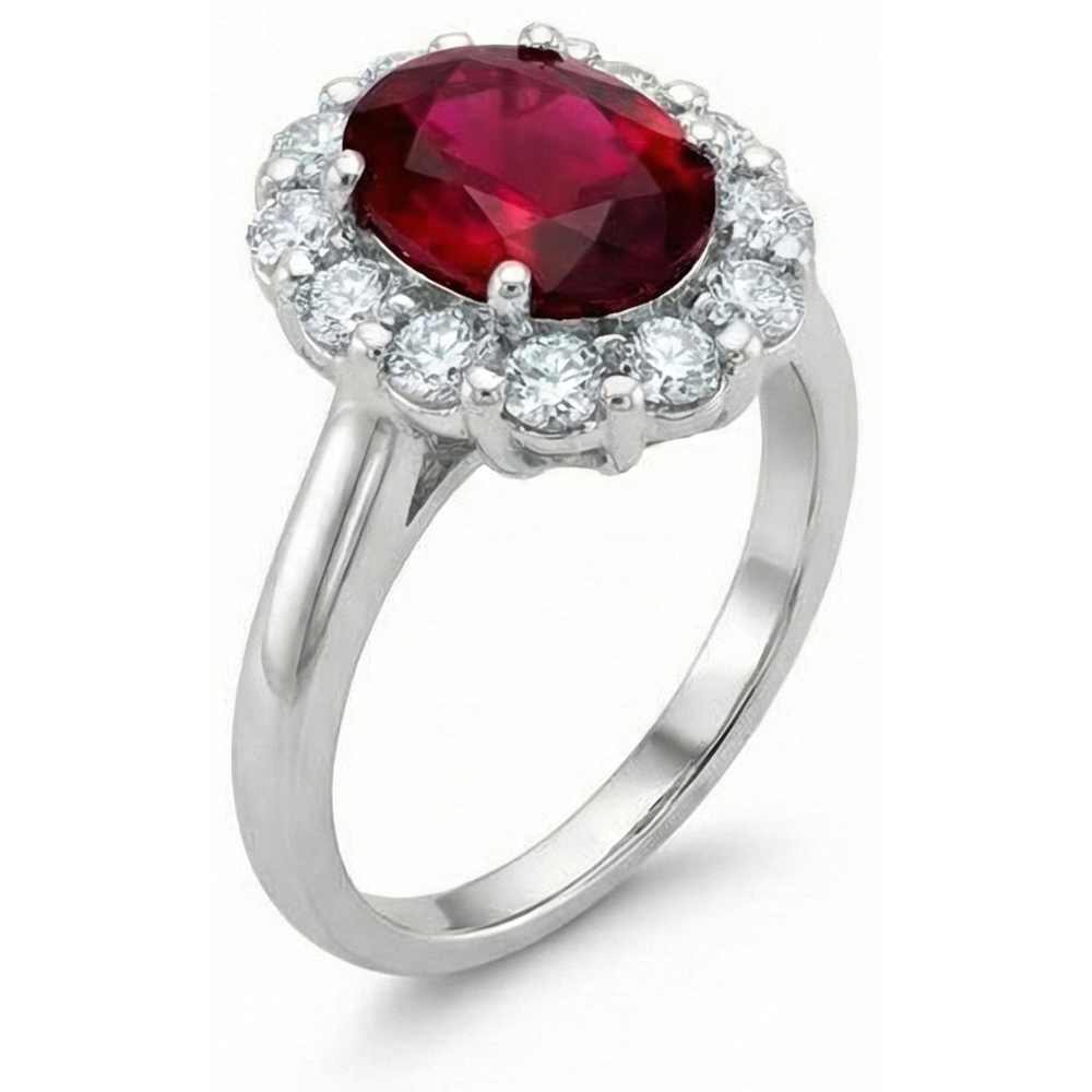 natural round ruby 5.25ct ring side angle