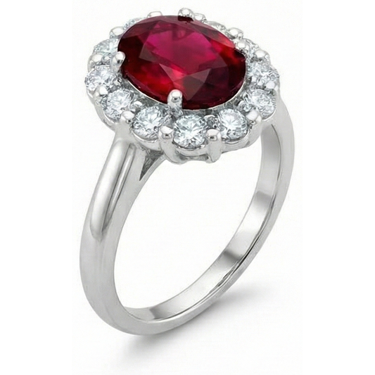 natural round ruby 5.25ct ring side angle