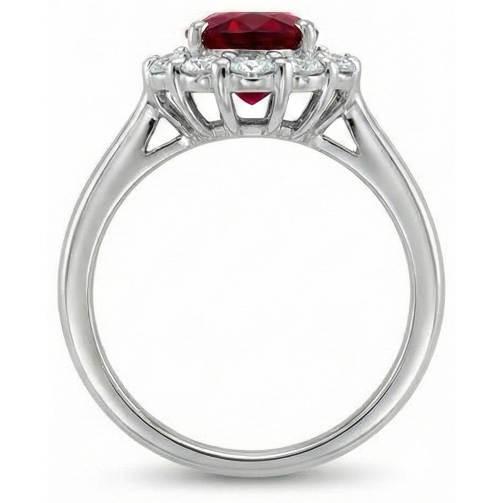 natural round ruby 5.25ct ring close up detail