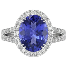 5.25 Ct Blue Tanzanite And Natural Earth Mined Diamonds Ring 14K White Gold