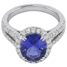5.25 Ct Blue Tanzanite And Natural Earth Mined Diamonds Ring 14K White Gold