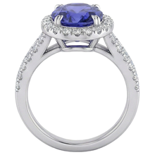 5.25 Ct Blue Tanzanite And Natural Earth Mined Diamonds Ring 14K White Gold