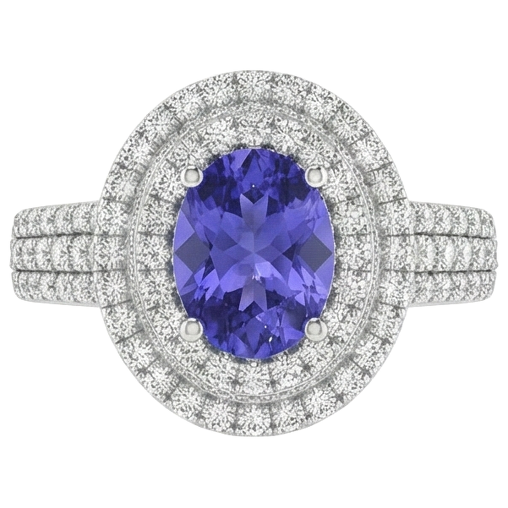 natural round tanzanite 5.25ct ring side angle