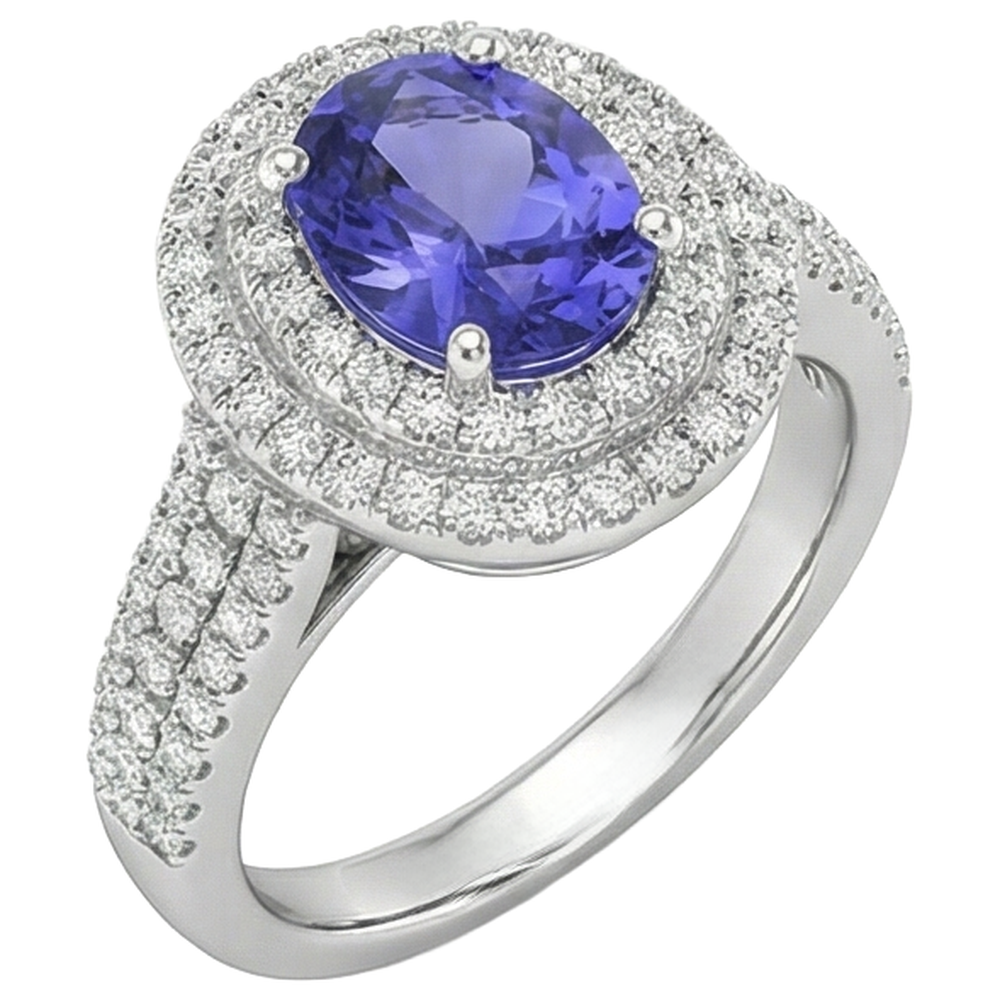 natural round tanzanite 5.25ct ring top view