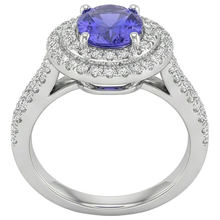 natural round tanzanite 5.25ct ring profile view
