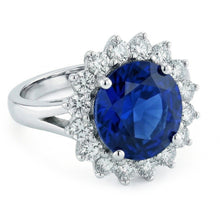 natural round sapphire 5.25ct ring front view