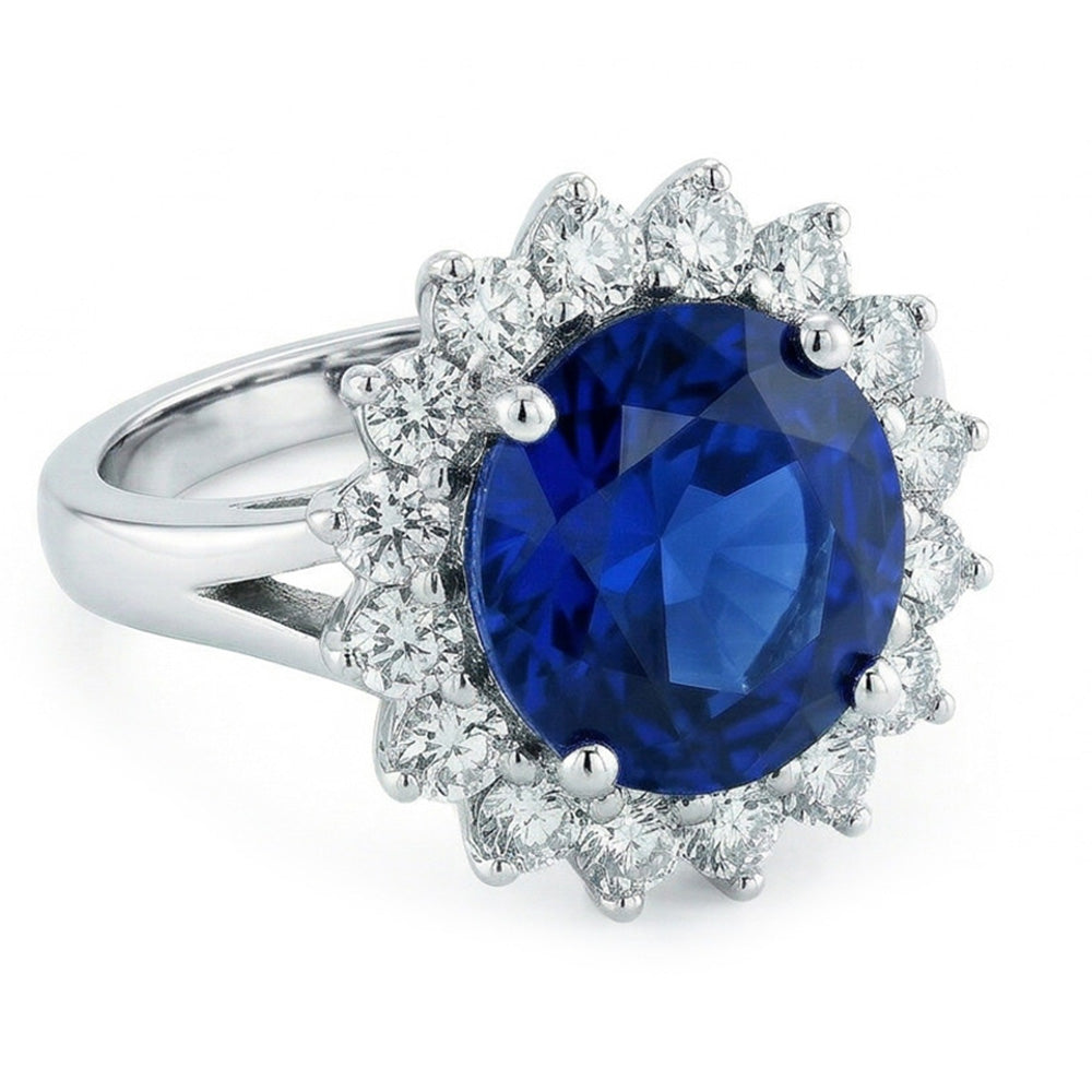 natural round sapphire 5.25ct ring front view