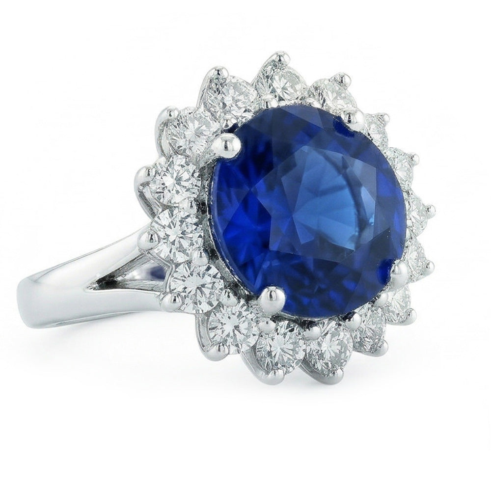 natural round sapphire 5.25ct ring side angle