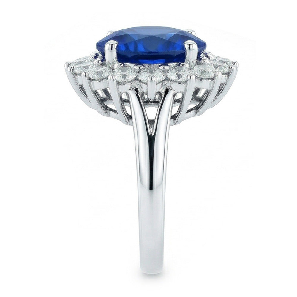 natural round sapphire 5.25ct ring top view