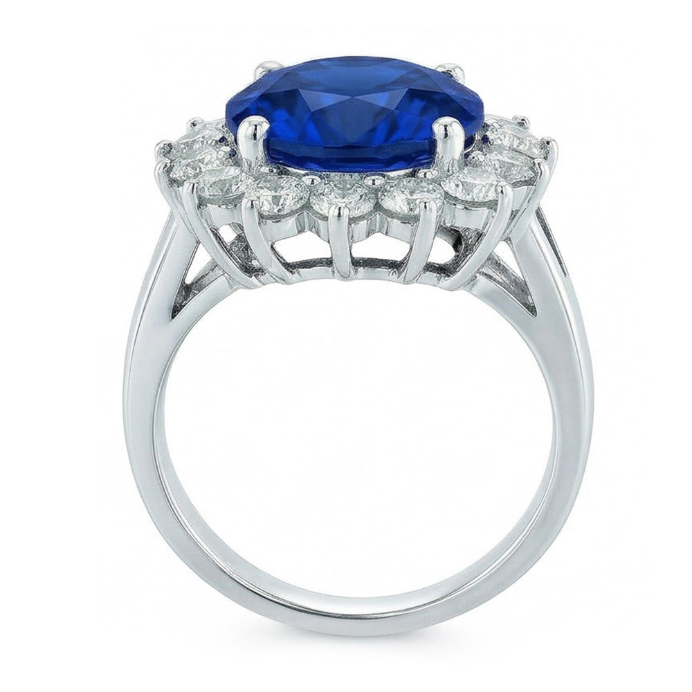 natural round sapphire 5.25ct ring profile view