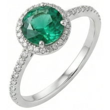 5.25 Ct Green Emerald With Natural Earth Mined Diamond White Gold 14K