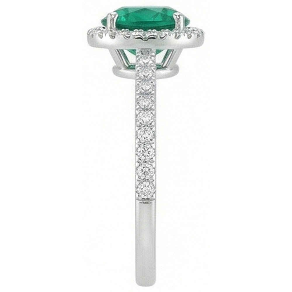 5.25 Ct Green Emerald With Natural Earth Mined Diamond White Gold 14K