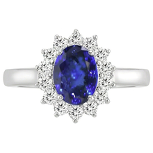5.30 Carats Tanzanite Oval Natural Earth Mined DIAMOND ( NOT LAB GROWN )s Ring White Gold 14K New