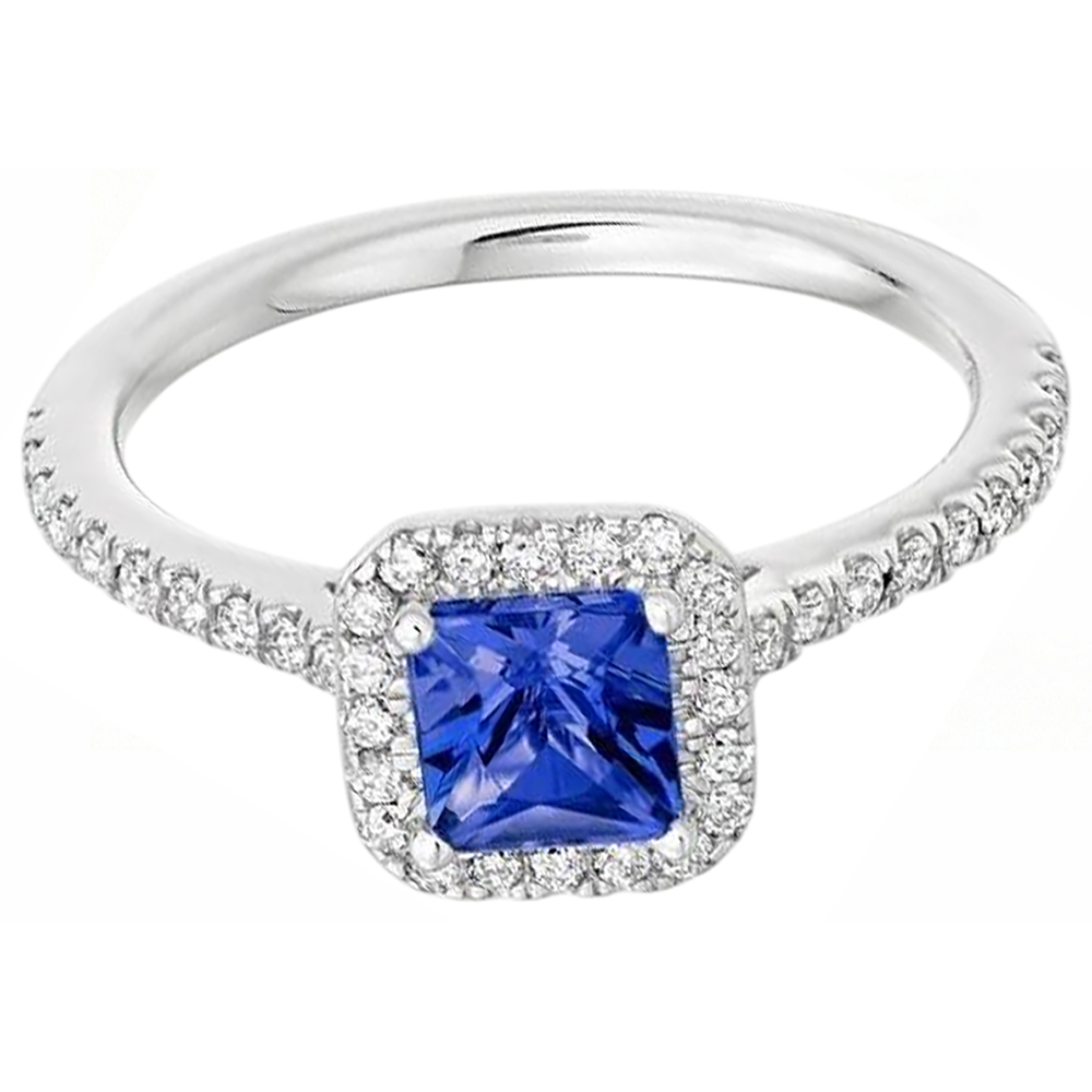 5.30 Carats Tanzanite With Natural Earth Mined Diamonds Ring 14K White Gold