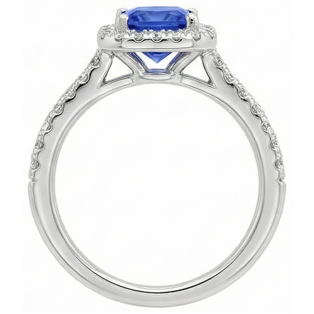 5.30 Carats Tanzanite With Natural Earth Mined Diamonds Ring 14K White Gold