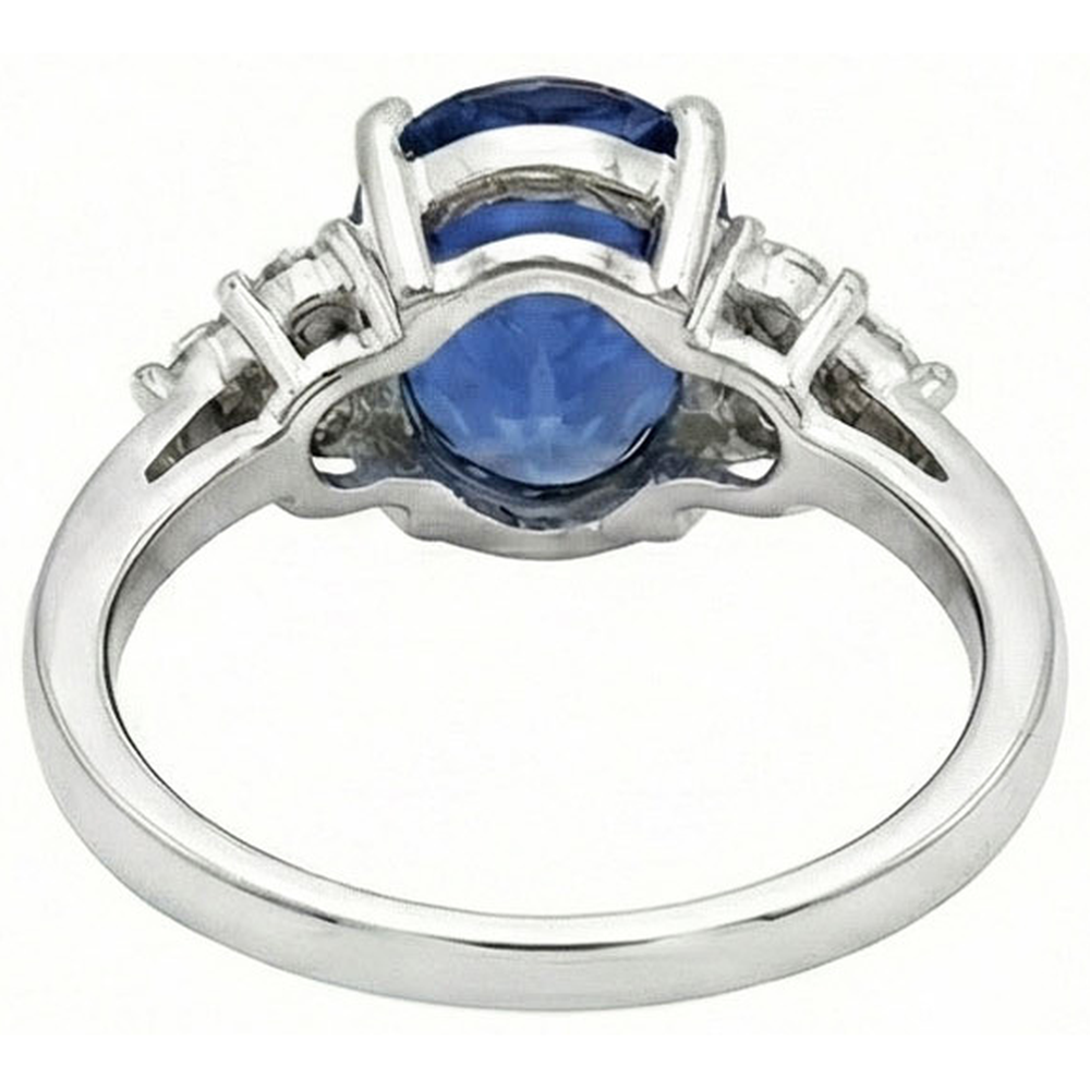5.30 Ct Oval Sri Lankan Sapphire Natural Earth Mined DIAMOND ( NOT LAB GROWN ) Ring White Gold 14K