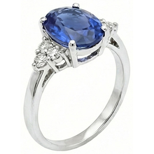 5.30 Ct Oval Sri Lankan Sapphire Natural Earth Mined DIAMOND ( NOT LAB GROWN ) Ring White Gold 14K