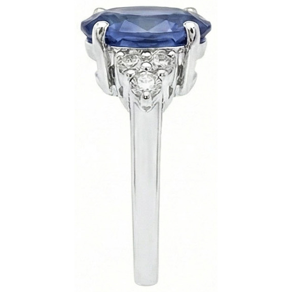 5.30 Ct Oval Sri Lankan Sapphire Natural Earth Mined DIAMOND ( NOT LAB GROWN ) Ring White Gold 14K