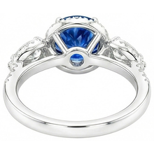 5.30 Ct Pear And Round Ceylon Sapphire Natural Earth Mined DIAMOND ( NOT LAB GROWN )s Ring White Gold 14K