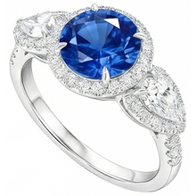 5.30 Ct Pear And Round Ceylon Sapphire Natural Earth Mined DIAMOND ( NOT LAB GROWN )s Ring White Gold 14K