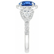 5.30 Ct Pear And Round Ceylon Sapphire Natural Earth Mined DIAMOND ( NOT LAB GROWN )s Ring White Gold 14K