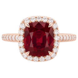 5.35 Ct Cushion Cut Red Ruby And Natural Earth Mined Diamond Wedding Ring Gold Jewellery