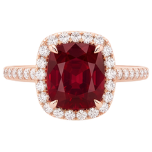 5.35 Ct Cushion Cut Red Ruby And Natural Earth Mined Diamond Wedding Ring Gold Jewellery