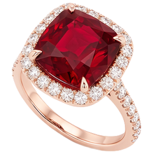 5.35 Ct Cushion Cut Red Ruby And Natural Earth Mined Diamond Wedding Ring Gold Jewellery