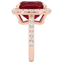 5.35 Ct Cushion Cut Red Ruby And Natural Earth Mined Diamond Wedding Ring Gold Jewellery